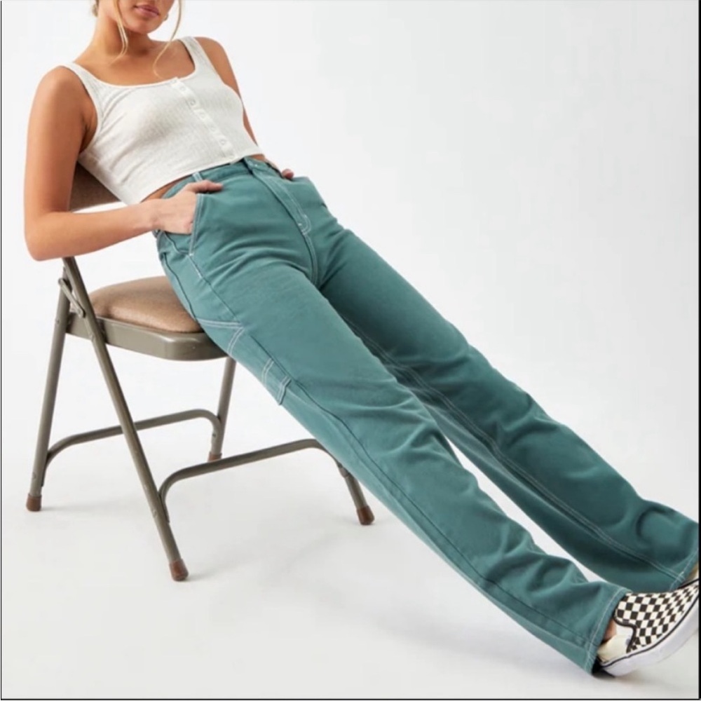 Pacsun 90s boyfriend dark green carpenter jeans